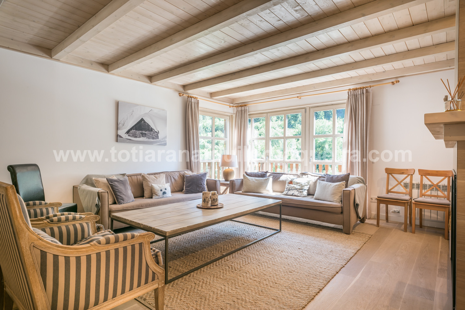 Living room of the house Eth Mur by Totiaran, Val de Ruda Urbanization, at the foot of the slopes