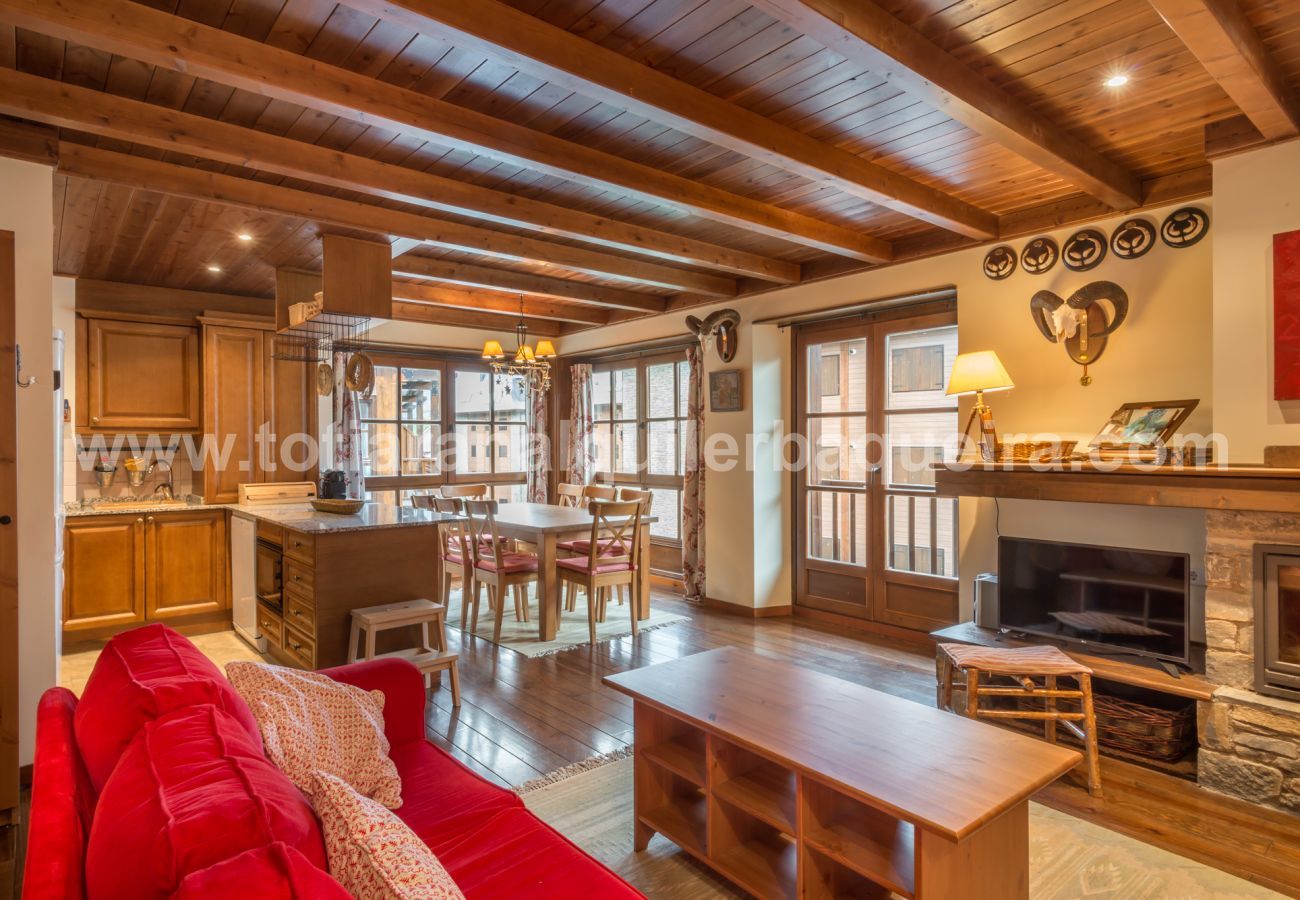 Living room Pastorets Totiaran, apartment in Val de Ruda, Baqueira