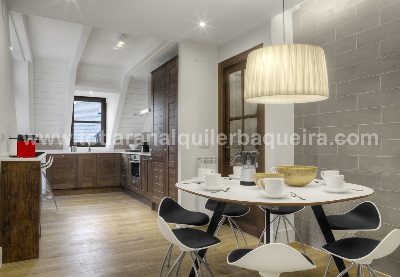 Kitchen of the Vinyeta by Totiaran apartment, Val de Ruda, at the foot of the slopes