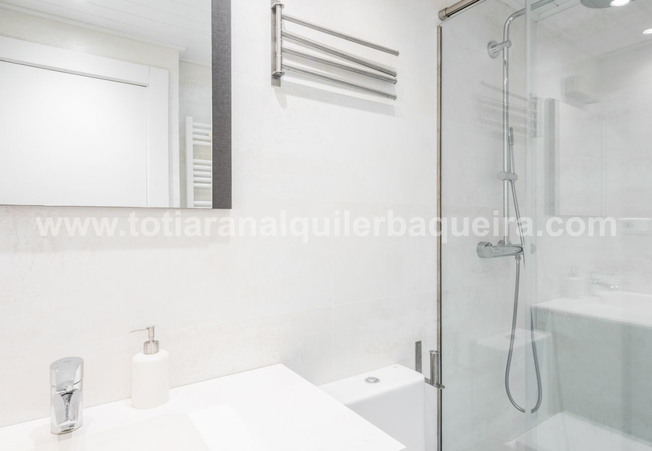 Renovated bathroom of the Era Piusa by Totiaran apartment. Baqueira center