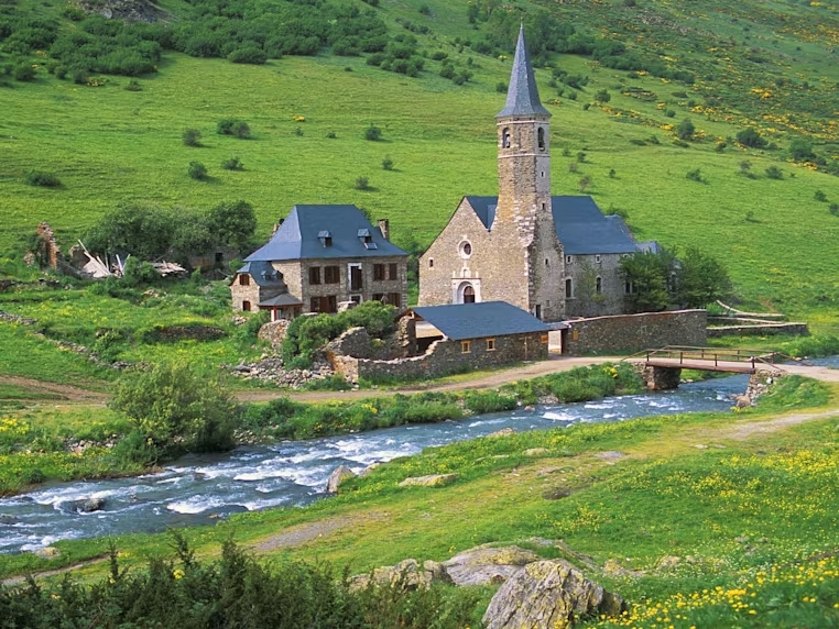 Montgarri Sanctuary surrounded by spectacular landscape in Val d'Aran